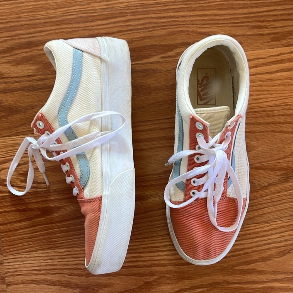 Vans Old Skool Peach Colorblock Platform Sneakers Unisex Size M/9.5  W/11